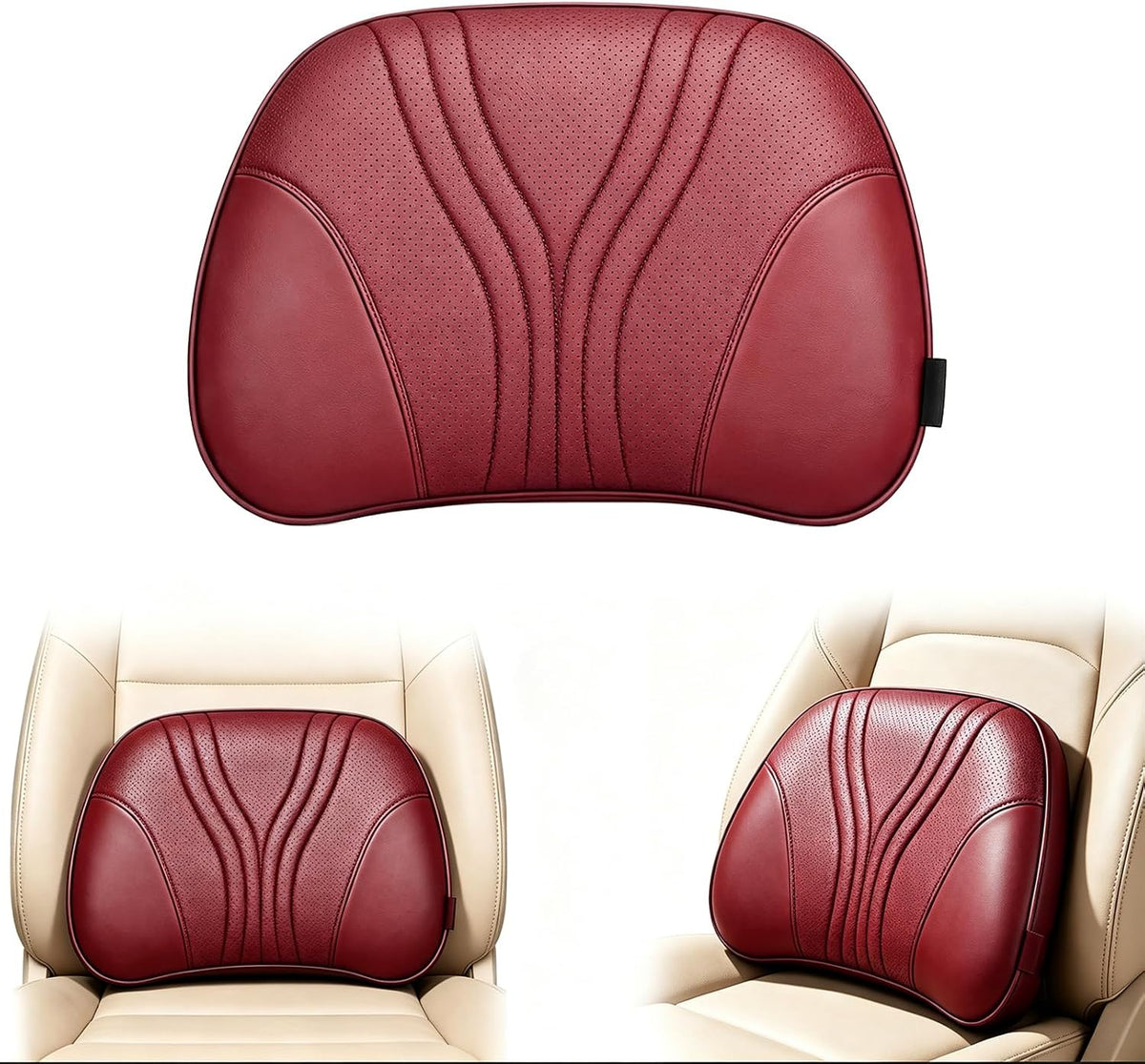 Fodeuxp Universal Memory Foam Car Lumbar Support Pillow, Black
