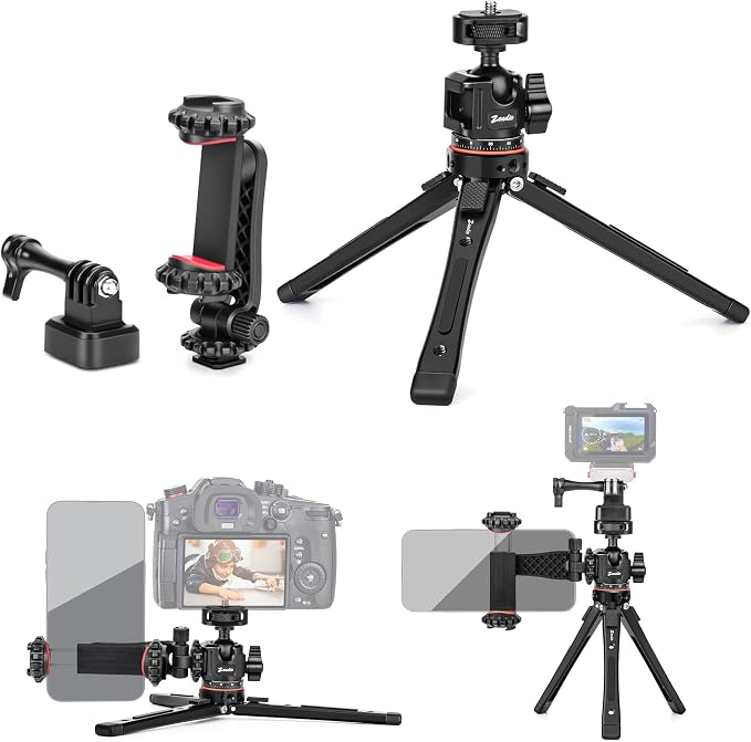 Zeadio Heavy Duty Metal Tripod Kit, Universal 1/4" Screw Adapter Tripod Mount