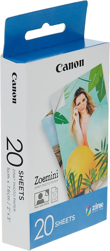Canon Photo Paper, 20 Sheets | ZINK Technology | Sticker Paper | Pack of 2