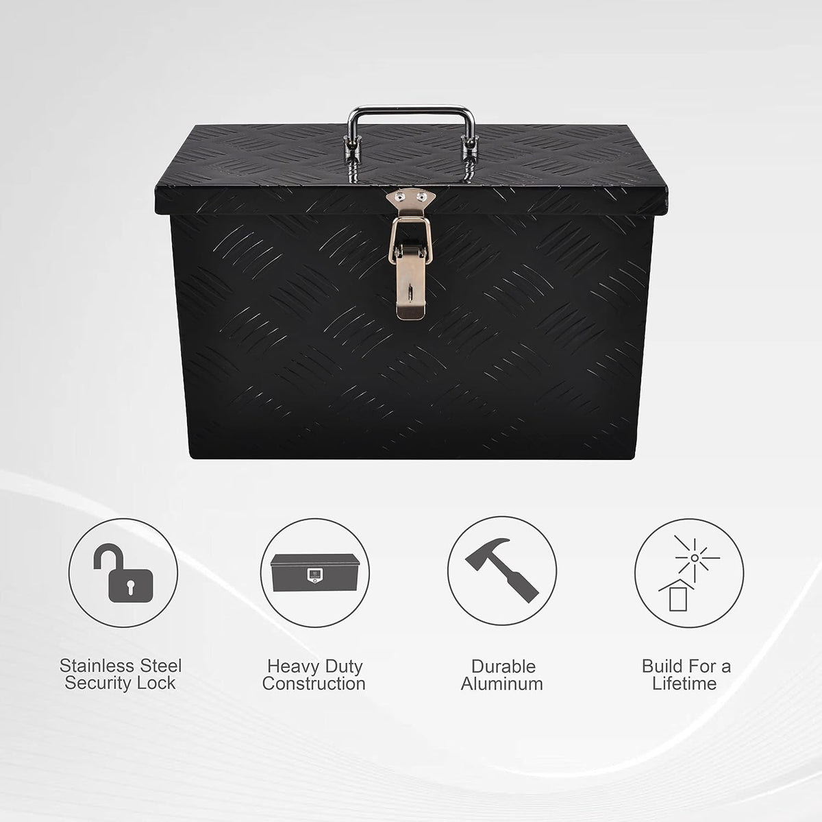 16'' Inch Aluminum Truck Bed Tool Box Black(16"X7.5"X10")