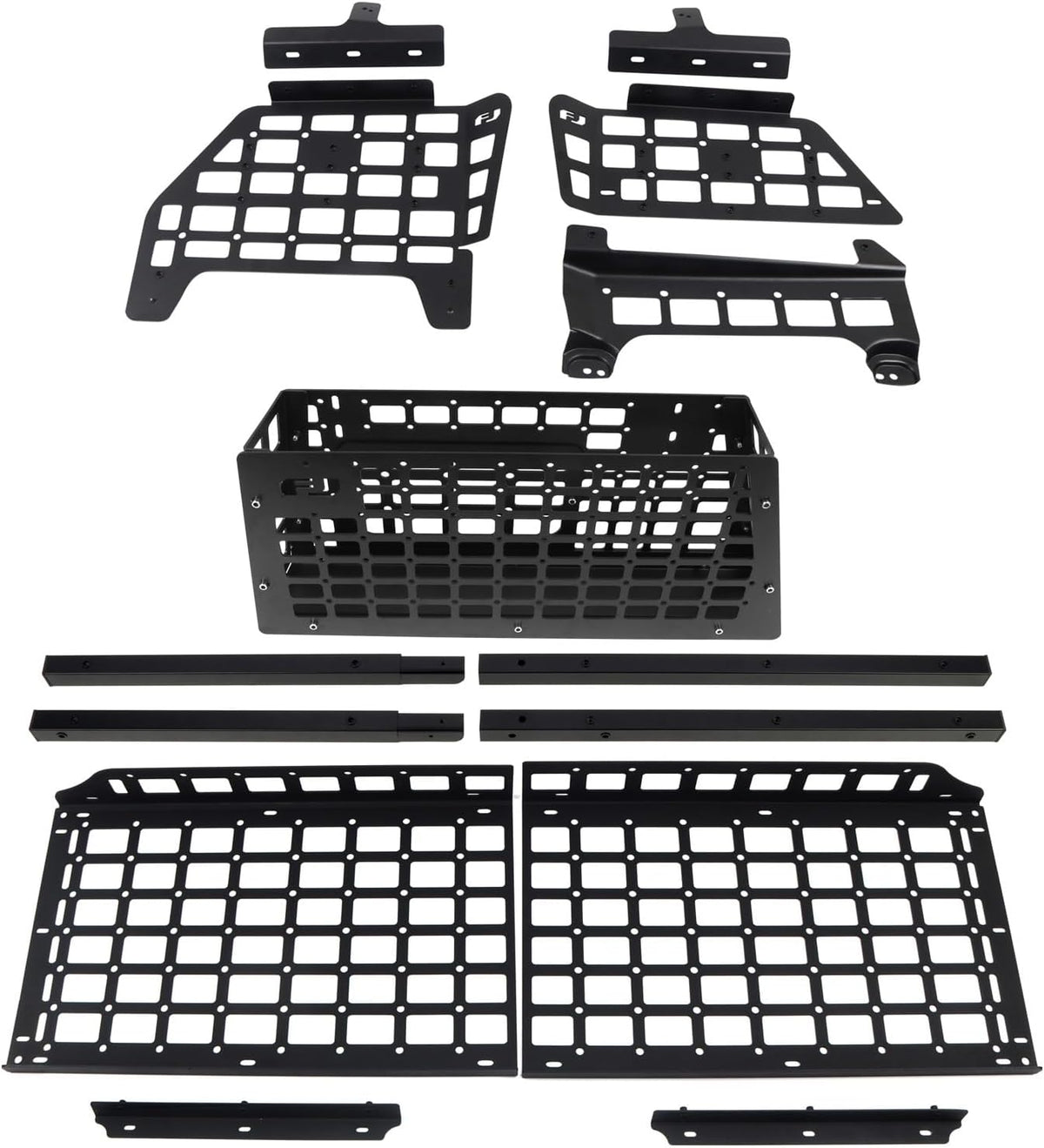 L2R for Toyota FJ Cruiser (XJ10) 2007-2024 Molle Panel Car Modular Storage Panel Shelf Modification Rear Trunk Interior Luggage Storage Carrier Organizer Kit (Side Panel + Trunk Shelf + Storage Boxes)