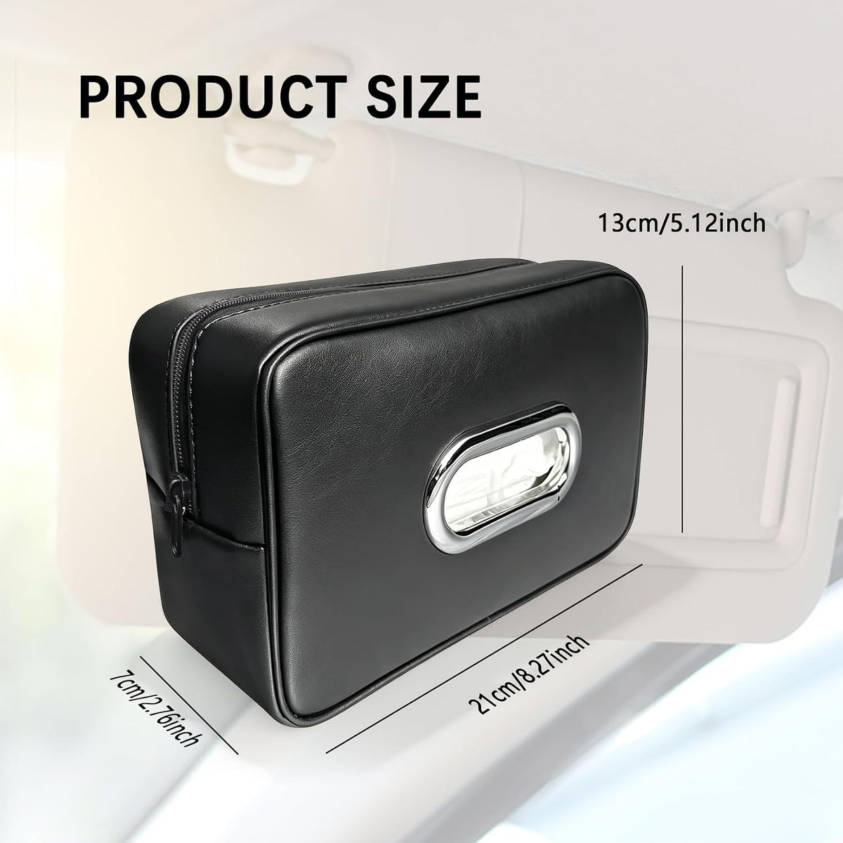 Car Tissue Holder, Car Napkin Holder, PU Leather Backseat Tissue Box Cover Fits for 120 Standard Kleenex Box, Large Rectangle Napkin Organizer for Auto Back Seat Headrest Sun Visor (Black)