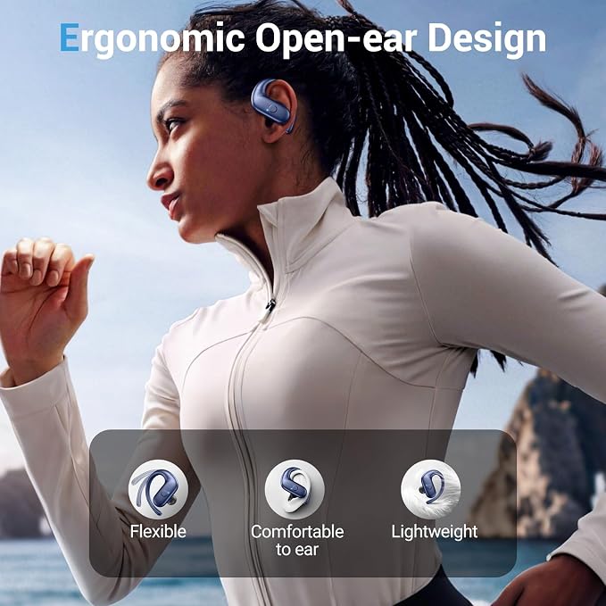 Sport Wireless Earbuds,60Hrs BT5.4 ENC IPX7 Waterproof Earhooks Deep Bass | 14.2mm drivers deliver rich stereo sound. Soft silicone ensures a secure, painless fit for long workouts.