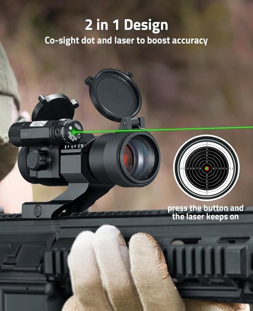 CVLIFE 1x30mm Red Dot Sight Scope - Green Laser Reflex Sight for 20mm Cantilever Mount