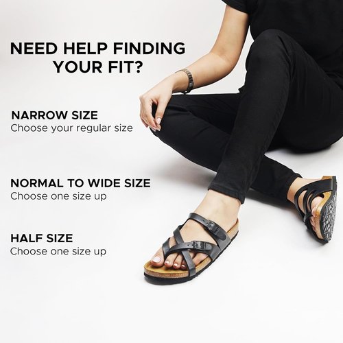 AEROTHOTIC Recovery Slides - Comfortable Memory Foam Cork Footbed | Adjustable Buckle Straps for Women