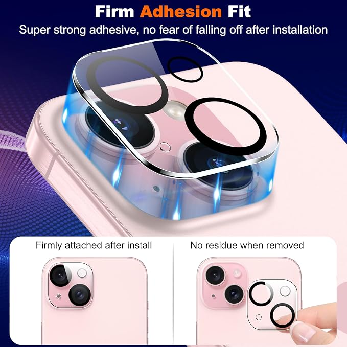 WHPXJY for Camera Lens Protector for iPhone 15/15 Plus Ultra HD Tempered Glass