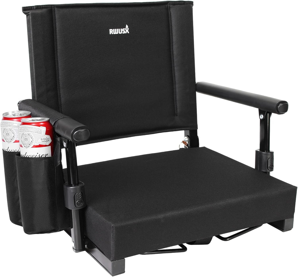 Skiennix Padded Stadium Seats - Portable Folding Bleacher Chair with Back Support | Black