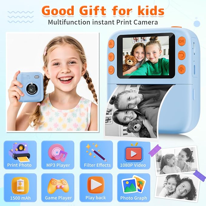 Instant Print Camera for Kids, Christmas Birthday Gifts for Girls Boys