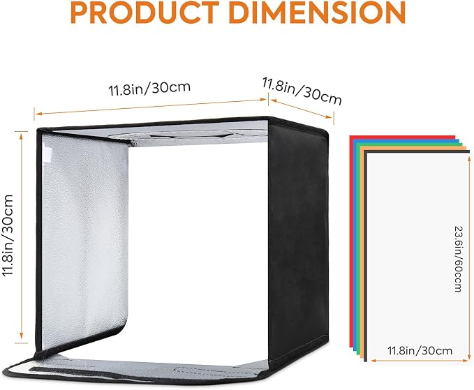 Photo Light Box 12 inch, Photography Lighting Tent Studio Kit