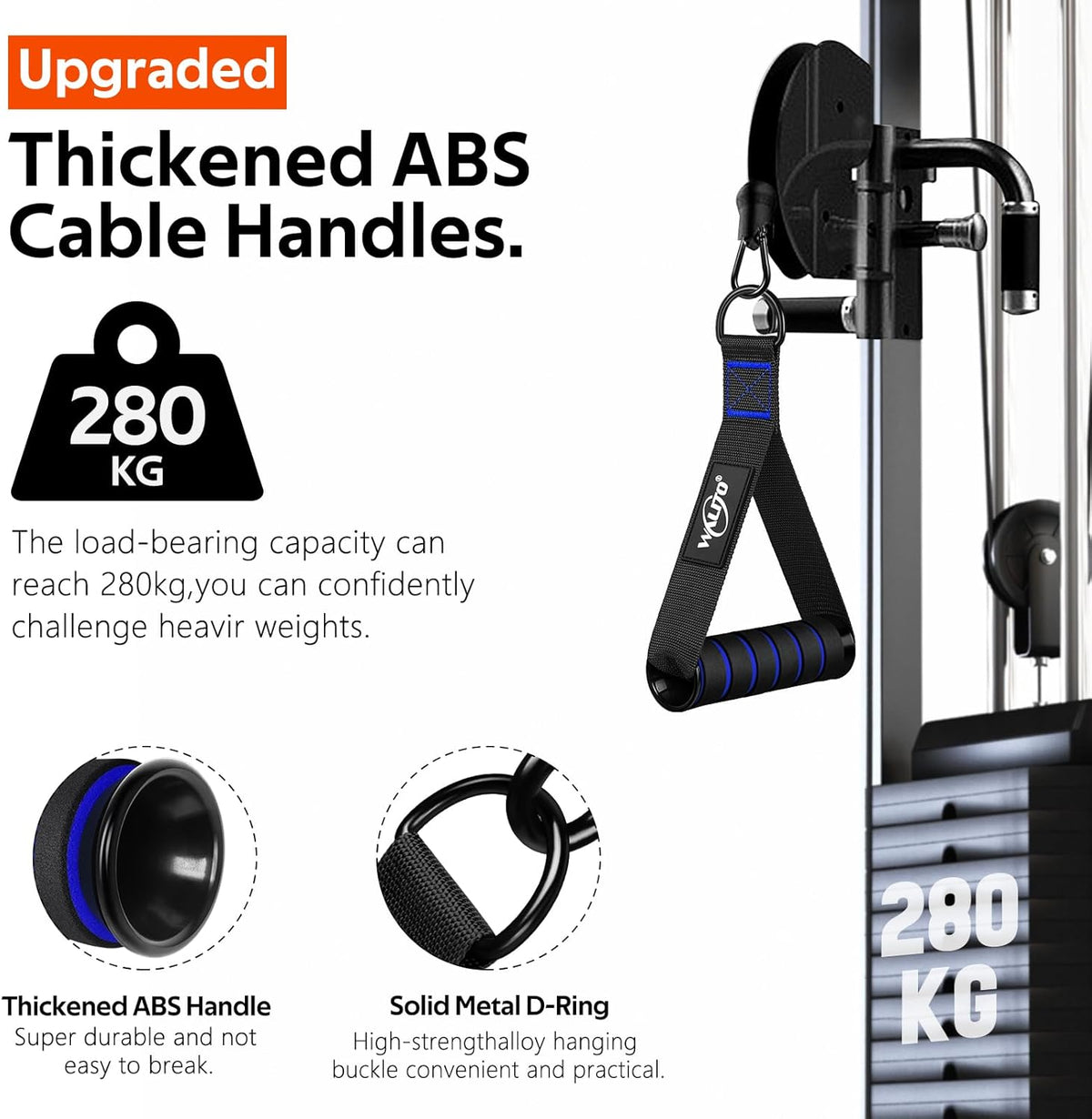 WALITO Exercise Handles - Heavy-Duty Cable Machine Attachments for Home Gym | Resistance Bands & Pilates