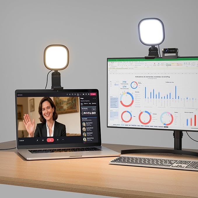 Upgraded Ring Light for Laptop, Monitor & Desk – Eye-Caring Diffused LED
