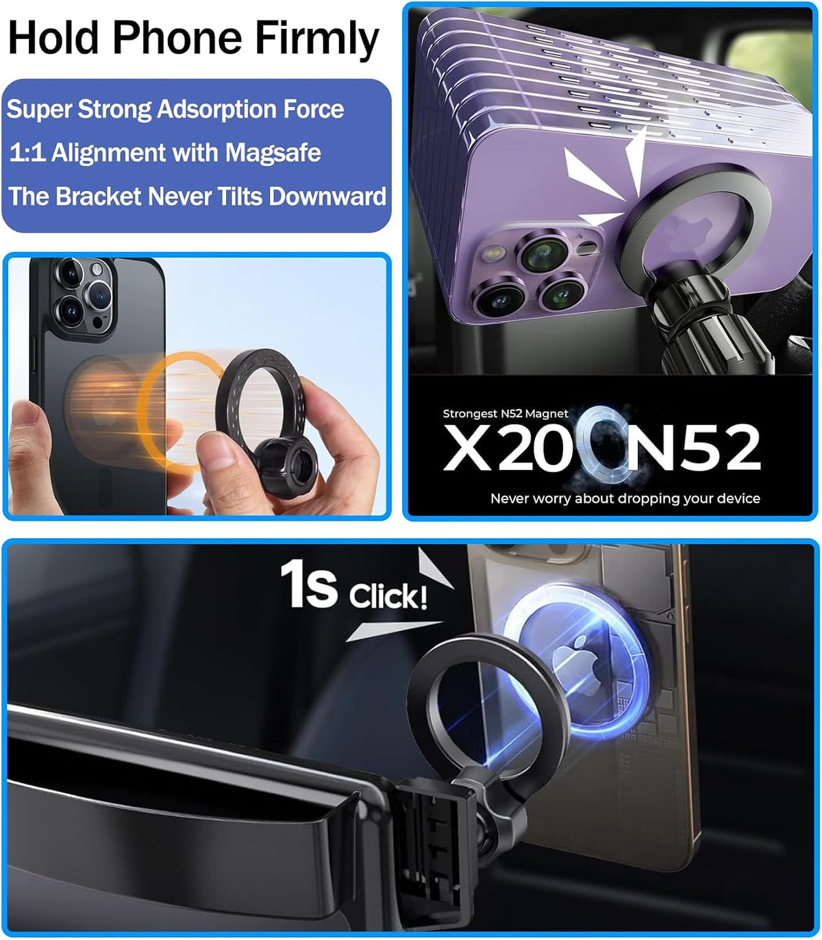 Magnetic Phone Holder for Honda Civic 2026 2025 2024 2023 2022 [11th Gen 7/9-inch Screen] Car Phone Mount for Civic Hatchback Sedan Touchscreen, Compatible with MagSafe