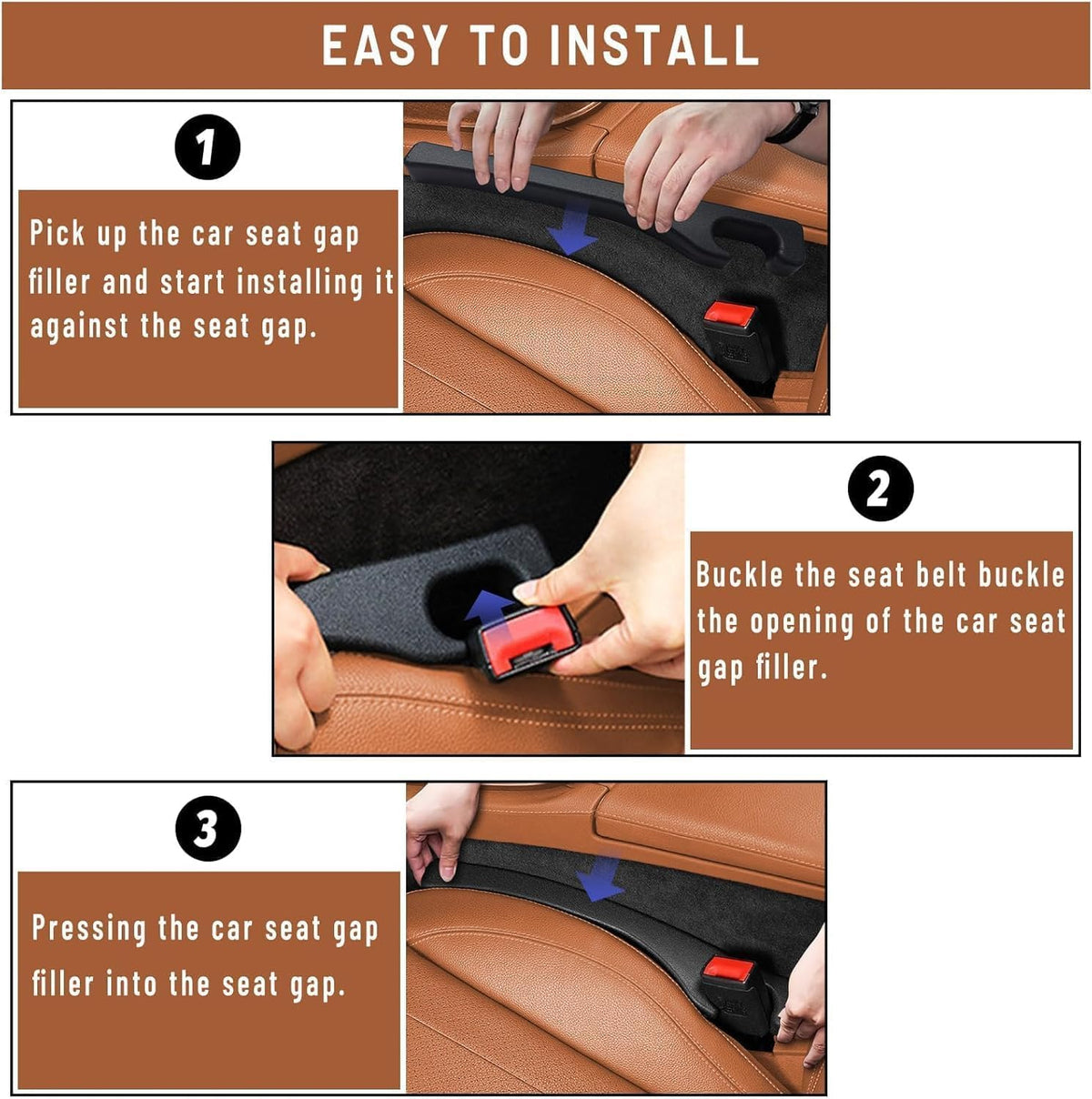 Car Seat Gap Filler, Black Universal Seat Gap Plug, Locker Anti-Drop Console Catcher Phone Keys Storage for Car Truck SUV Auto Accessories