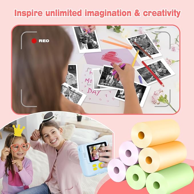 6 Rolls Kids Camera Instant Print Refill Paper Set, Phetium HD Printing Thermal