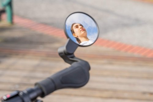 MEACHOW 2022 New Bar End Bike Mirror,80mm Crystal UHD Automotive Grade Glass Lens E-Bike Mirrors, Scratch Resistant, Safe Rearview Mirrors, (Blue Right Side) ME-021RB