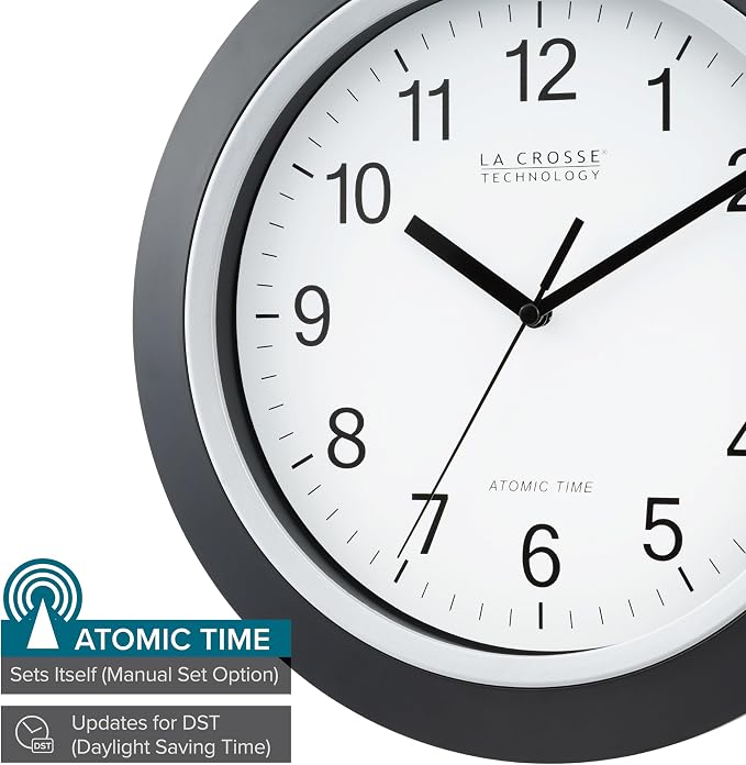 La Crosse Technology WT-3129B 12 Inch Atomic Analog Wall Clock