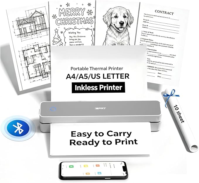 iDPRT MT610 Portable Thermal Printer, 203DPI Mobile-Travel-Printers,