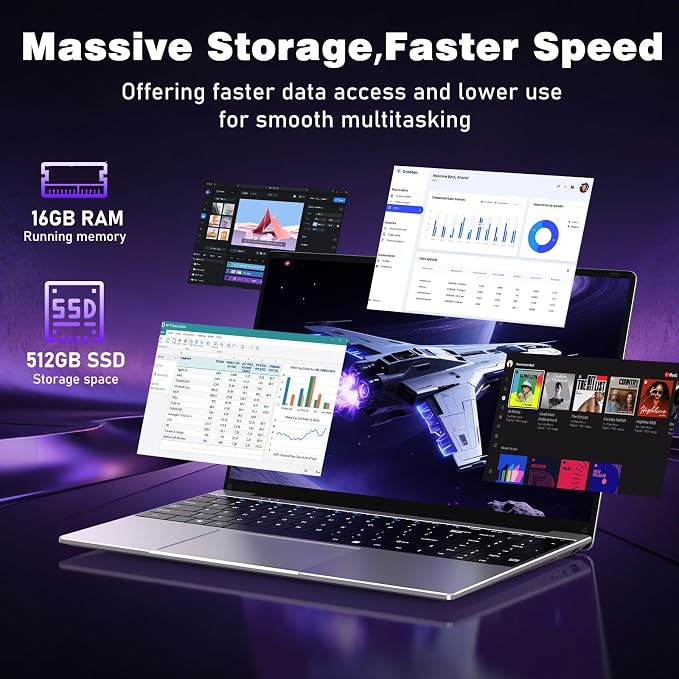 NIAKUN Laptop Computer 2026, 15.6 Inch Lap Top PC Window 11 Pro, 16GB RAM 512GB SSD, Int Pentium Gold Processor 4425Y, 2-Year Warranty, Bluetooth, Mini HDMI, FHD 1080P IPS Display, Office 365