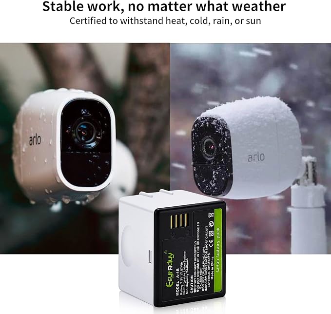 2- Pack Batteries and Charger for arlo Pro, Pro 2 Camera, 2440mAh Rechargeable