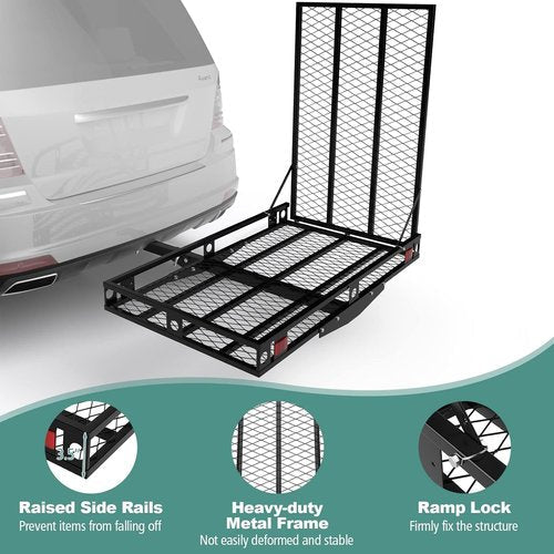 ERGOMASTER Hitch Cargo Carrier - Folding Ramp for Mobility Scooters & Wheelchairs | 49" x 28" Size