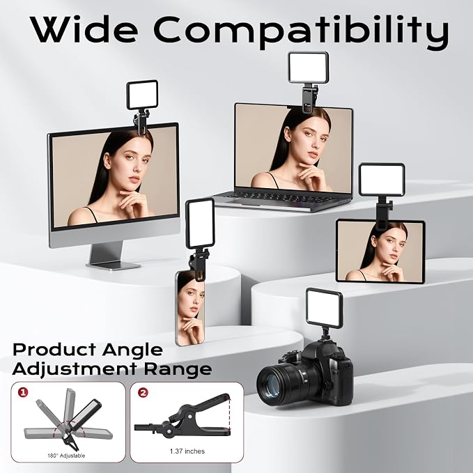 Rechargeable Soft Selfie Light for Phone, 4-14H Battery Portable LED Light for