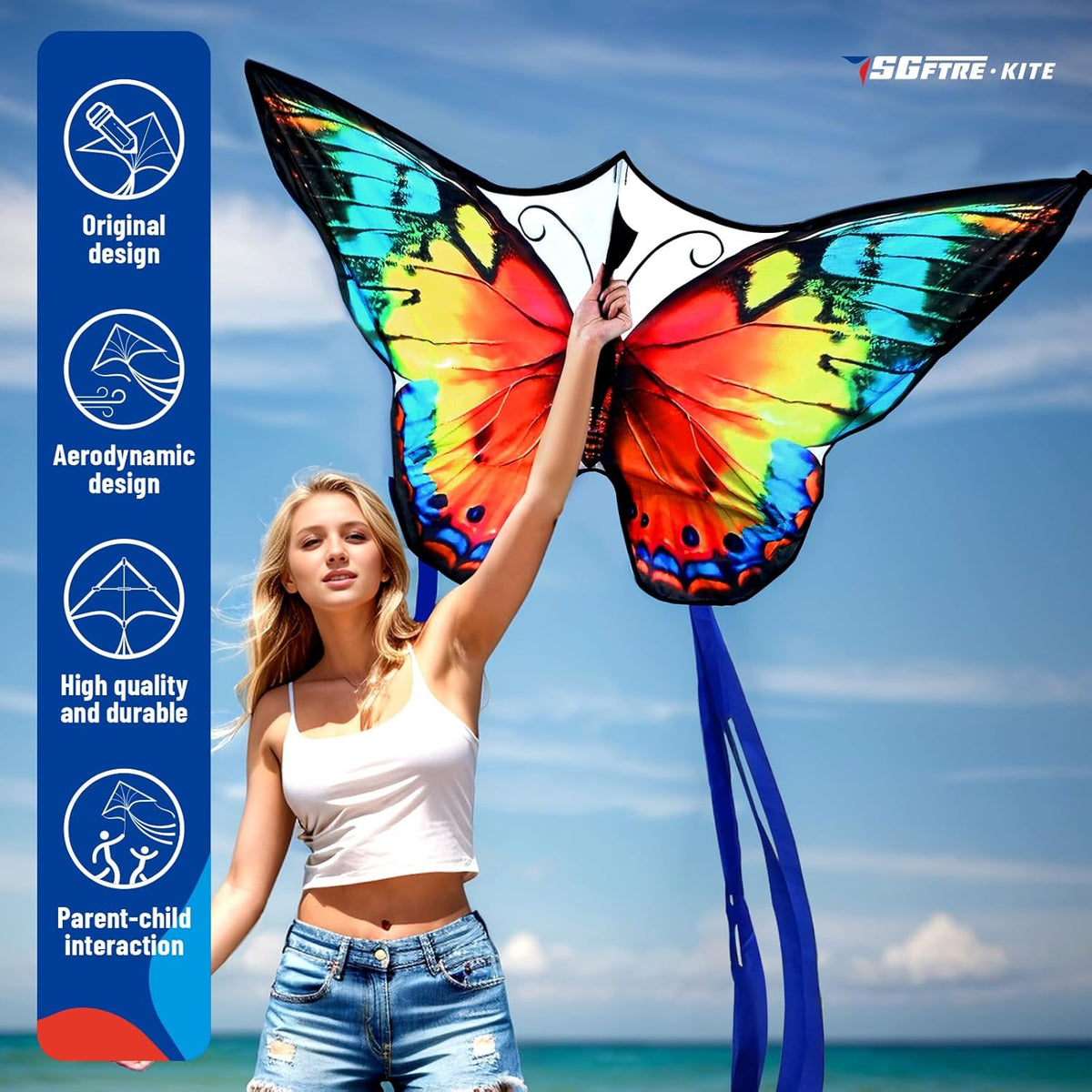 SGftre Butterfly Kites - Easy to Fly for Kids & Adults | Perfect for Outdoor Family Fun (Flower Splendour)