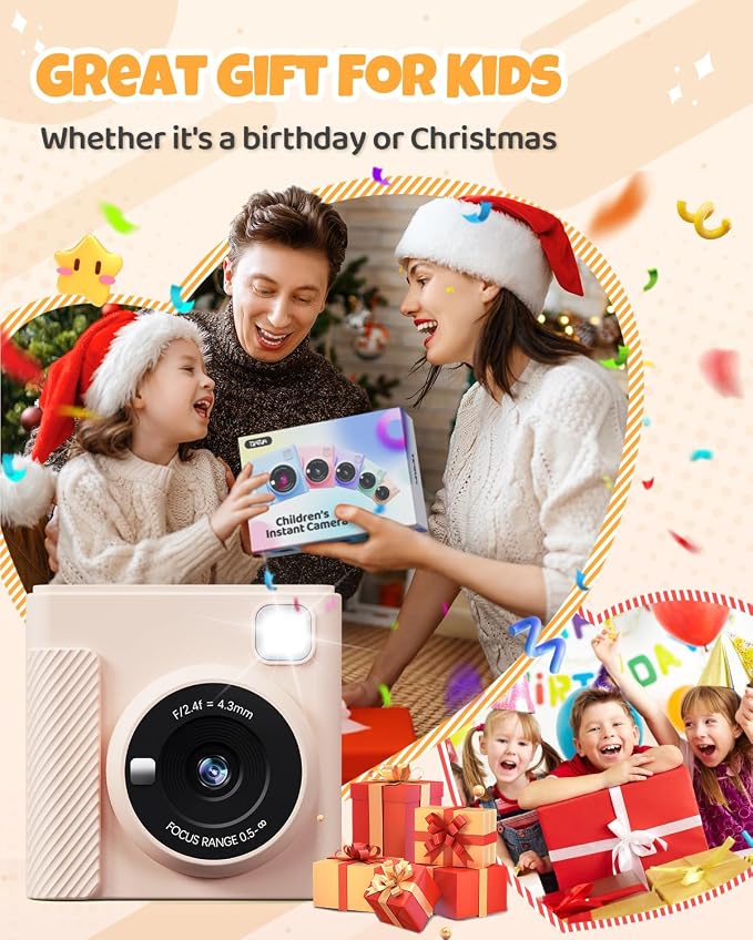 TIATUA Kids Instant Print Camera, Christmas Birthday Gifts