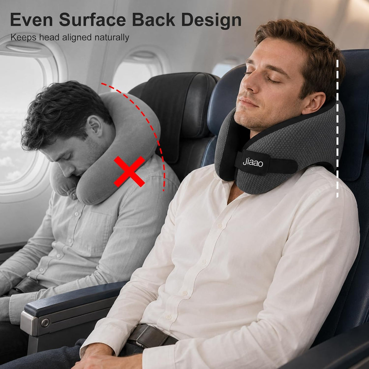 Ergonomic Travel Pillow,100% Memory Foam Travel Neck Pillow for Airplanes | 360 Neck & Chin Support Airplane Pillow For Long Flights,Airplane Travel Essentials With 3d Eye Mask, Earplugs,Carry Case