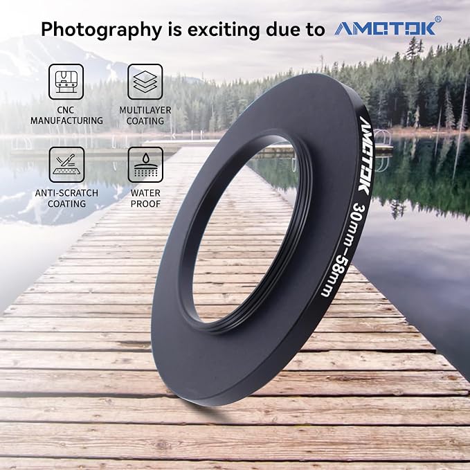 30mm Lens to 58mm Camera Lens Adapter, 30mm to 58mm Filter Step up Ring Adapter