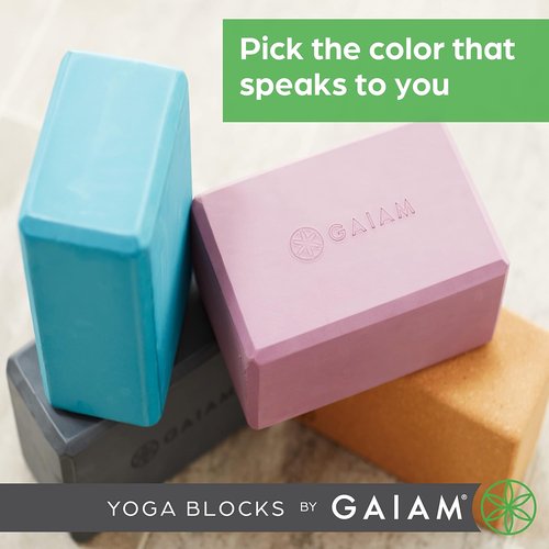 Gaiam Yoga Block - Supportive Latex-Free EVA Foam - Soft Non-Slip Surface for Yoga & Pilates