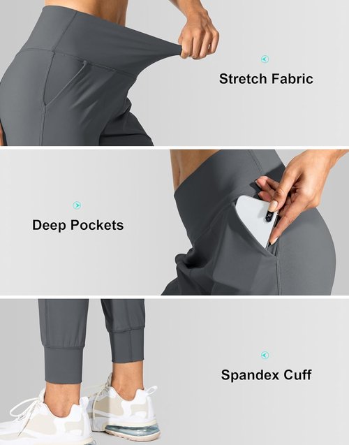 G Gradual Women's High-Waisted Joggers - Comfortable Yoga Pants with Pockets for Workout & Lounge