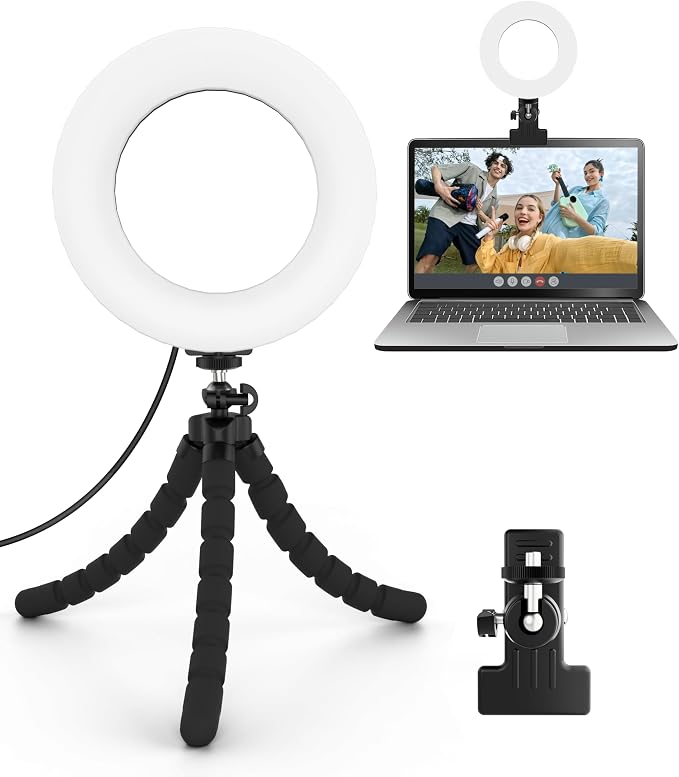 Cyezcor Video Conference Lighting Kit， Clip on Light Reading Lights， Ring Light