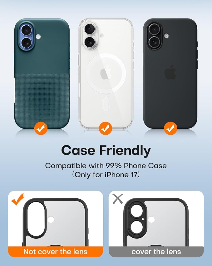 TAURI 2 Pack for iPhone 17 Camera Lens Protector, Full Coverage Military-Grade