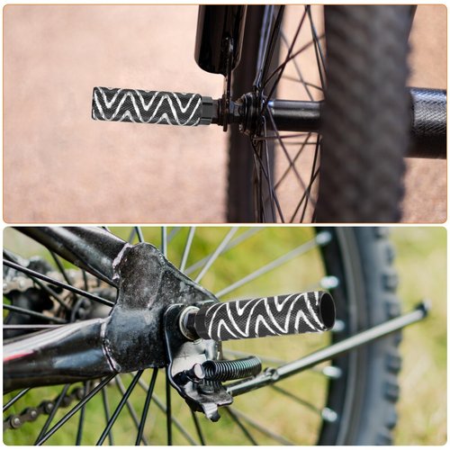 HARFINGTON 2 Pairs Bike Pegs Aluminum Alloy Rear Stunt Pegs Anti-Skid Foot Pedals Fit 3/8" Axles for Mountain Bike BMX, Black & Red