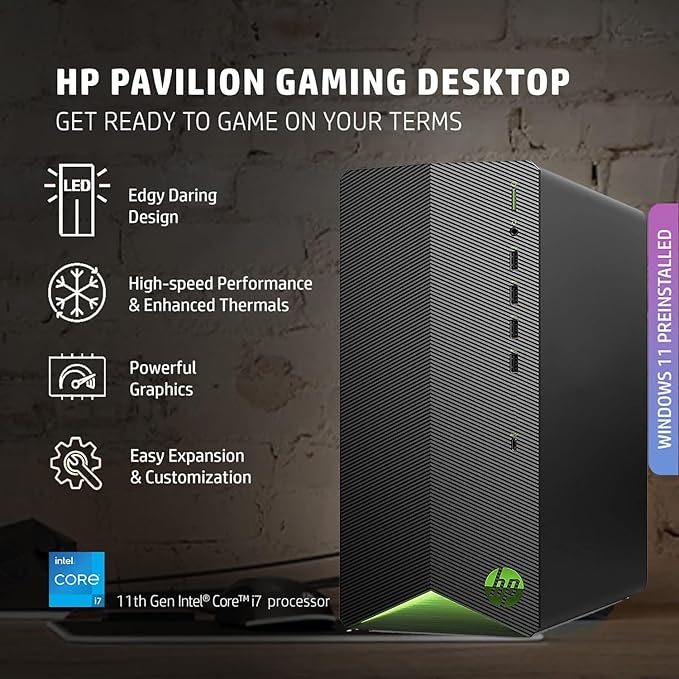 HP 2026 Desktop Tower Computer for Home Office Student, Intel i7-11700F 8-Core, 16GB DDR4 RAM, 256GB PCIe SSD, WiFi 6, Keyboard & Mouse, Windows 11 Home-Ready for Work, Business Family Use, Jet Black