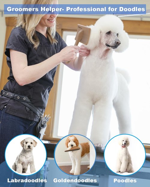 Dog Slicker Brush - Professional Grooming Tool for Large Doodles | Effortlessly Removes Tangles & Mats - 3.8"x3.2" Head