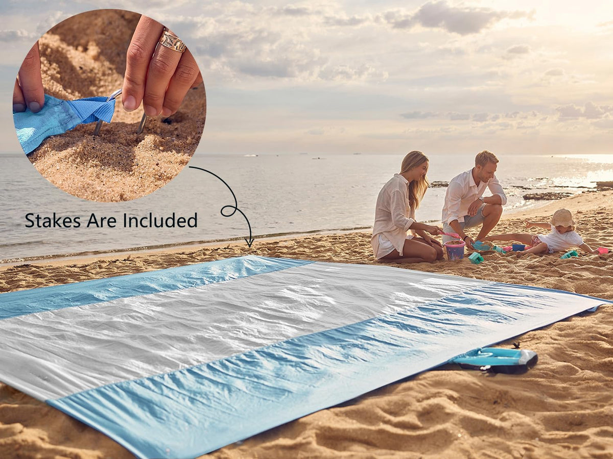 WEKAPO Beach Blanket - Extra Large Sandproof & Waterproof Mat | Quick Drying for Picnics, Camping & Vacations
