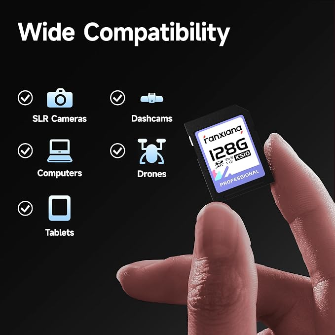 fanxiang 128GB SDXC Memory Card SD Card, Full-HD & 4K Video,