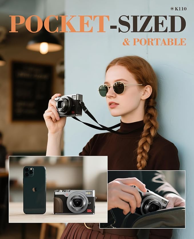 True 5K 64MP Digital Camera for Photography, Autofocus 18X Zoom, Comes