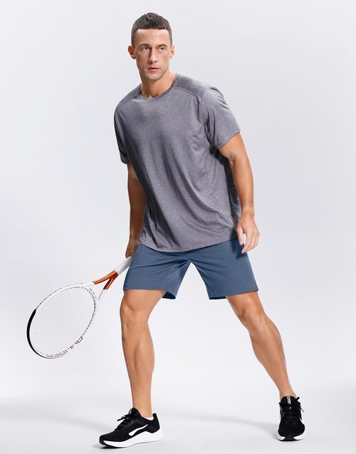 GGJ Men's Athletic Shorts - Lightweight Quick Dry Gym & Running Shorts with 2 Zipper Pockets | 7"/5"/9" Sizes
