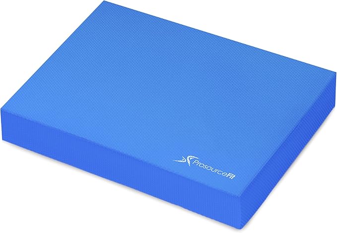 ProsourceFit Exercise Balance Pad – Non-Slip Cushioned Foam Mat & Knee Pad for Fitness and Stability Training, Yoga, Physical Therapy 15.5”x12.75”, Blue