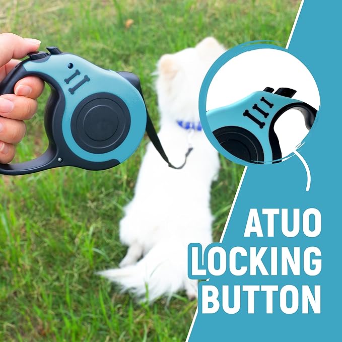 Retractable Dog Leash Automatic Telescopic Tractor Dog Tape, Pet Tape 10/16 FT Durable and Convenient, with Folding Bowl, Dispenser, Rubbish Bags, Suitable for Small and Medium Dogs