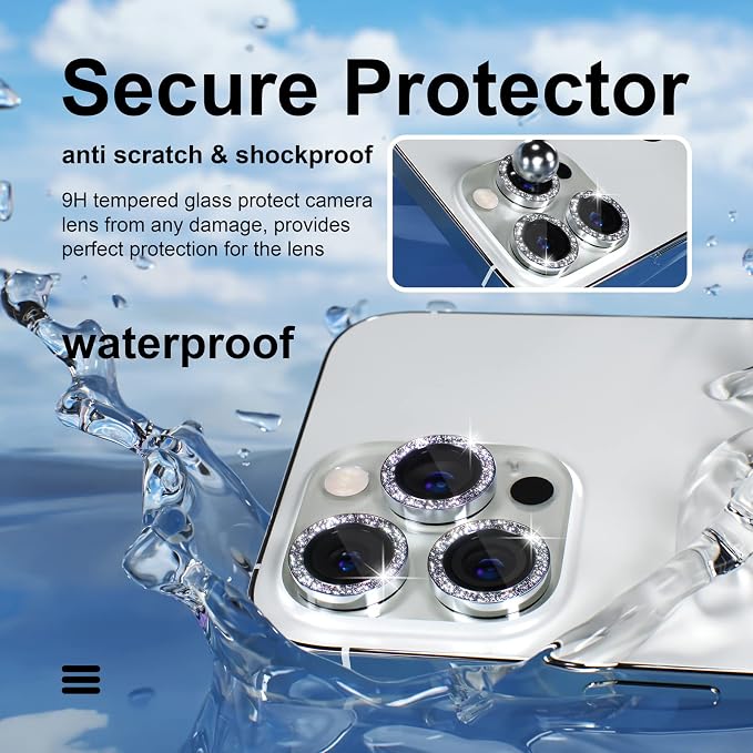 Misea for iPhone 14 Pro/iPhone 14 Pro Max Camera Lens Protector Bling, 9H