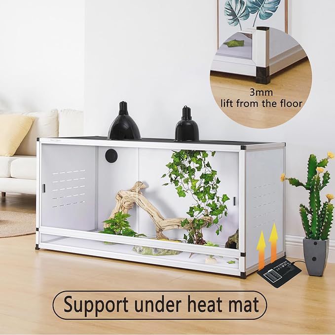 Stackable PVC Reptile Enclosure 40''x16''x16'' ToxiRium Space Efficient Large Reptile Tanks 44 Gallons for Bearded Dragon Gecko Lizard Snake, Wide Vivarium with Sliding Doors Lock-2pcs with spacers