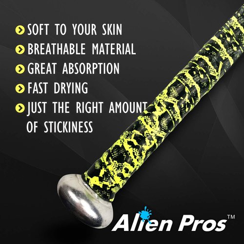 **ALIEN PROS Bat Grip Tape - 0.5MM Precut Baseball Grip Tape for Pro Feel - Perfect Replacement for Old Bats**