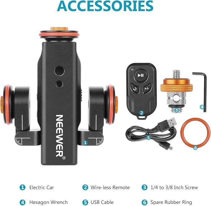 Neewer 3 Wheels Wireless Video Camera Dolly, 3 Speed Motorized Electric Track