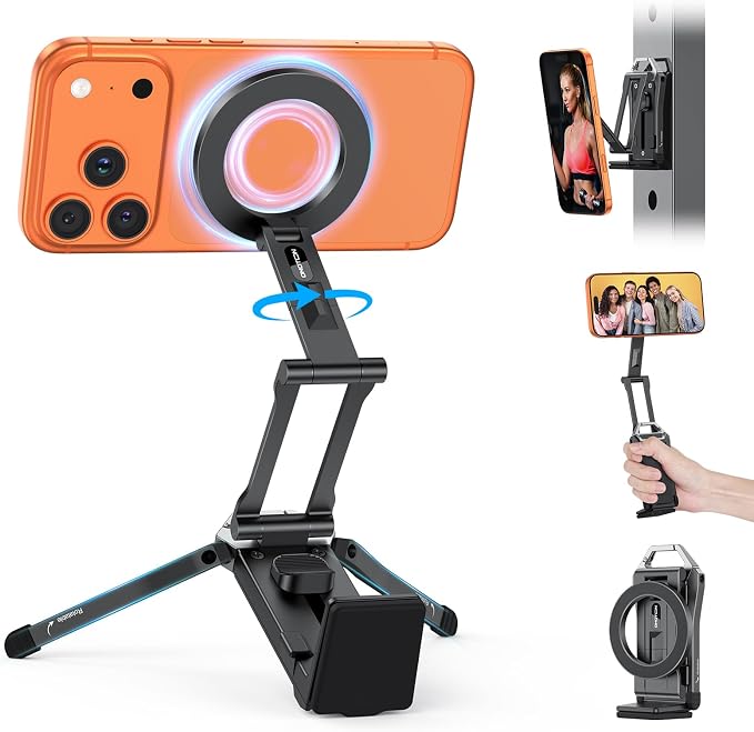 OMOTON TP02 360°Rotating for MagSafe Tripod, Aluminum Magnetic Phone Tripod for