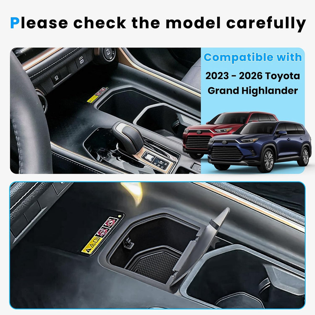 2PCS Cup Holder Organizer for 2023-2026 Toyota Grand Highlander