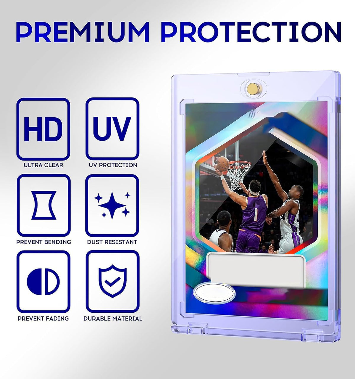 Skiennix Magnetic Card Holder - 50ct One Touch U-V Protected Hard Plastic Case for Trading Cards