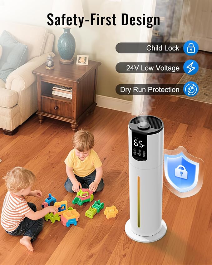 8L Humidifiers for bedroom, Humidifiers large room up to 500 sq ft, Easy to Clean Humidifier with Fully Washable Parts, Ultrasonic Cool Mist Humidifier for Home Plants Baby Nursery Office